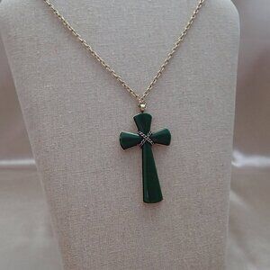 1970's Vintage Jade Green Avon Juliet Cross Pendant